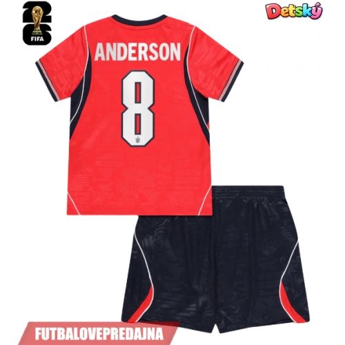 Lacne Dětský Futbalové dres Anglicko Elliot Anderson #8 MS 2026 Krátky Rukáv - Preč (+ trenírky)